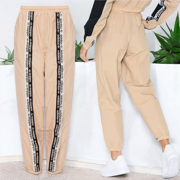 adidas Pants - Adidas Nylon Track Pants Rare Color Women's Size Medium Dusty Rose Lined Jogger